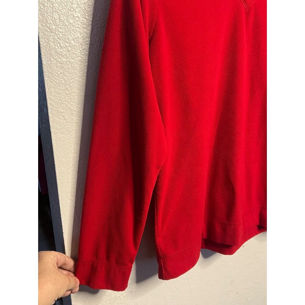2 Made for Life Women's Medium Sweatshirts Lightweight V-Neck Cream Red Long - Picture 13 of 13